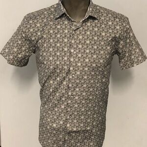 Mizumi shirt button front grey specks modern fit